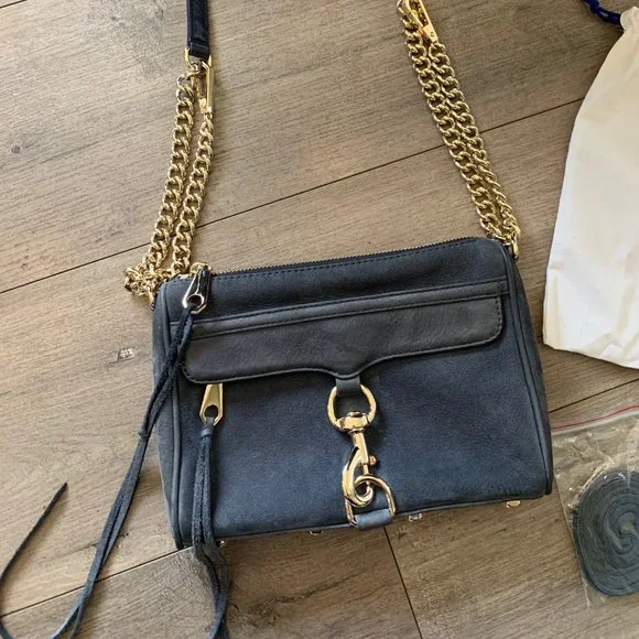 Rebecca Minkoff Mini Mac Blue Suede with Gold Hardware + Dustbag - Picture 2 of 8